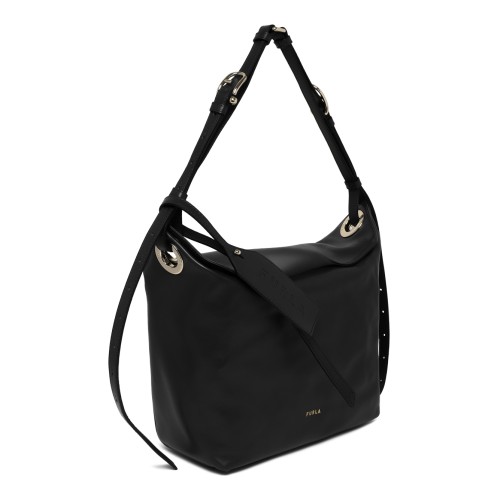 Furla Black Leather Shoulder Bag.
