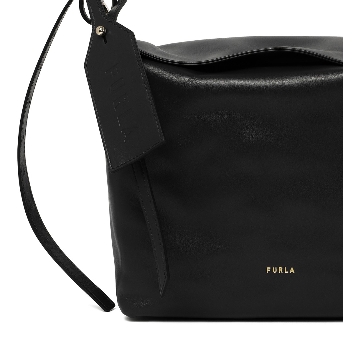 Furla Black Leather Shoulder Bag.