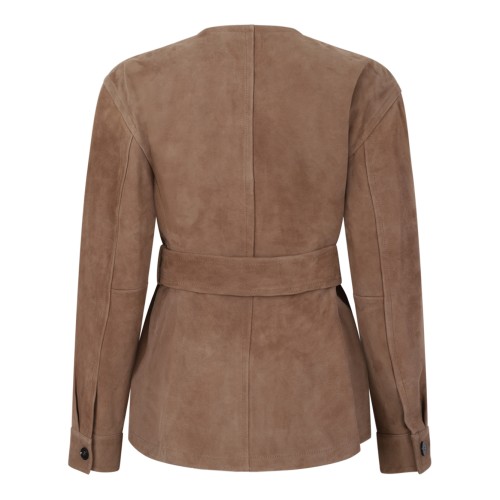 Max Mara Beige Suede Belted Jacket. 2