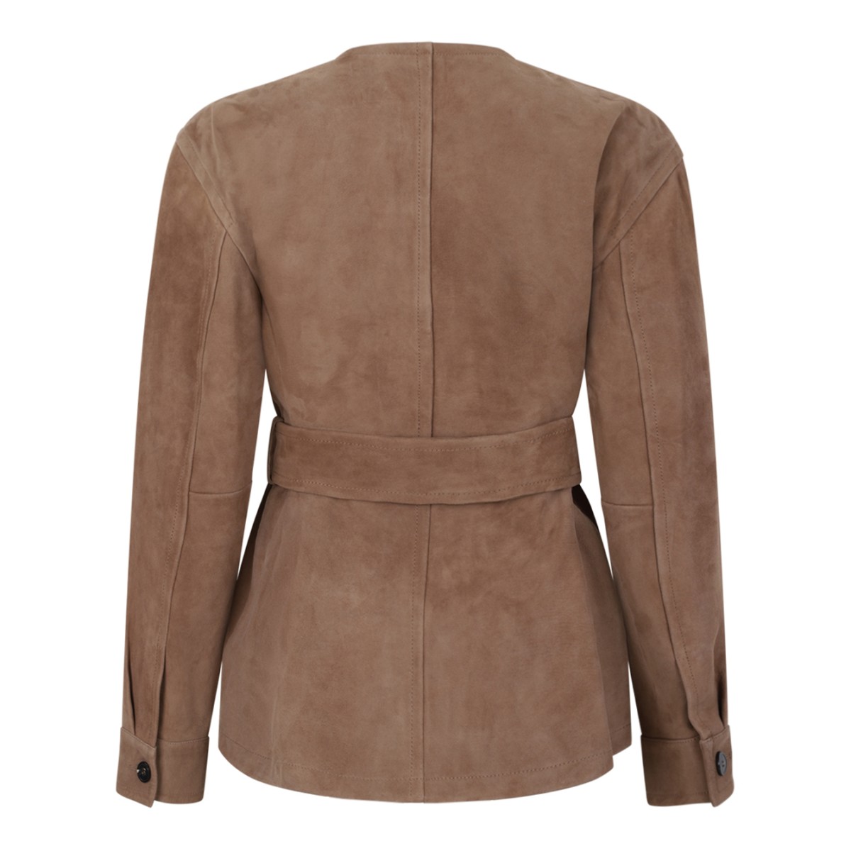 Max Mara Beige Suede Belted Jacket.