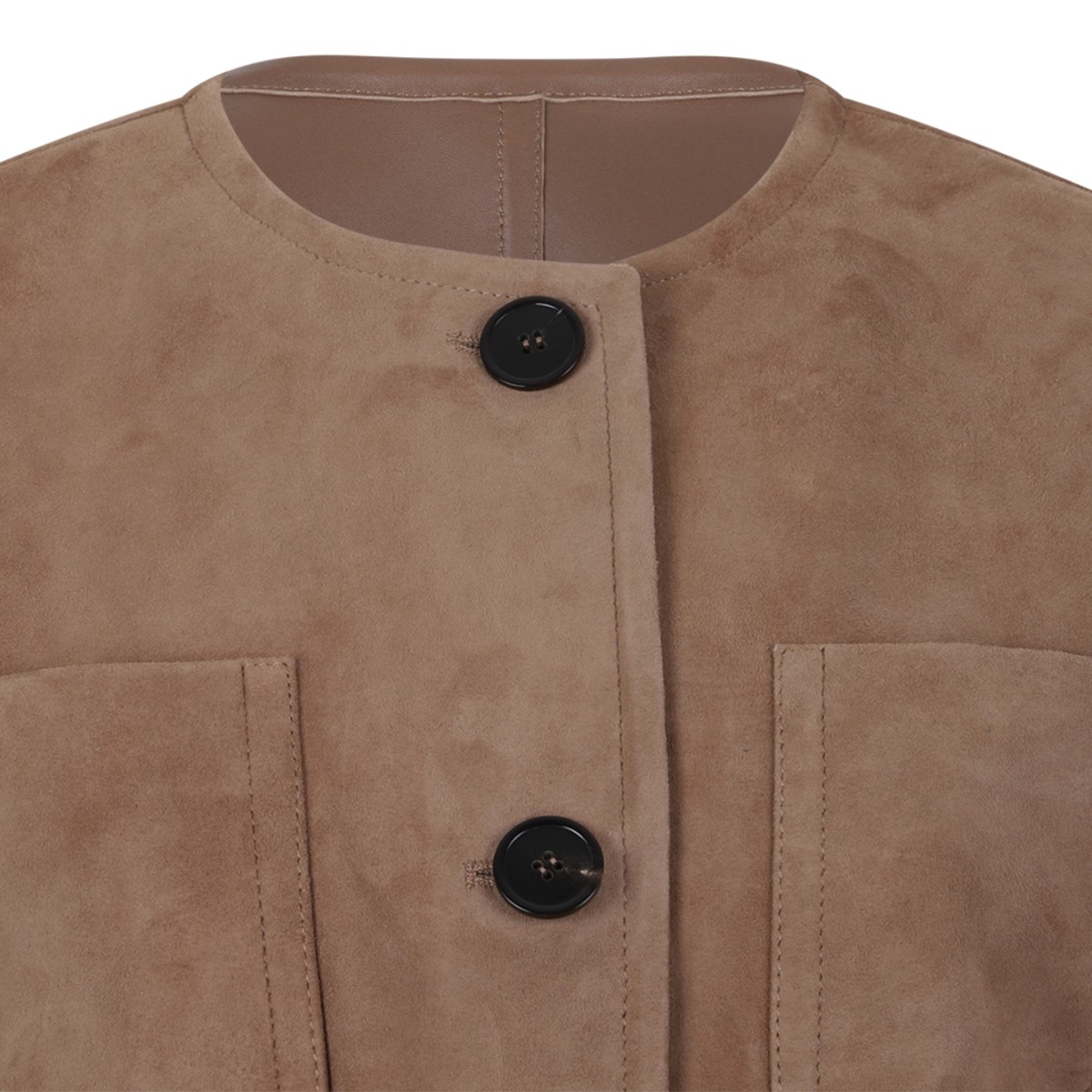 Max Mara Beige Suede Belted Jacket.