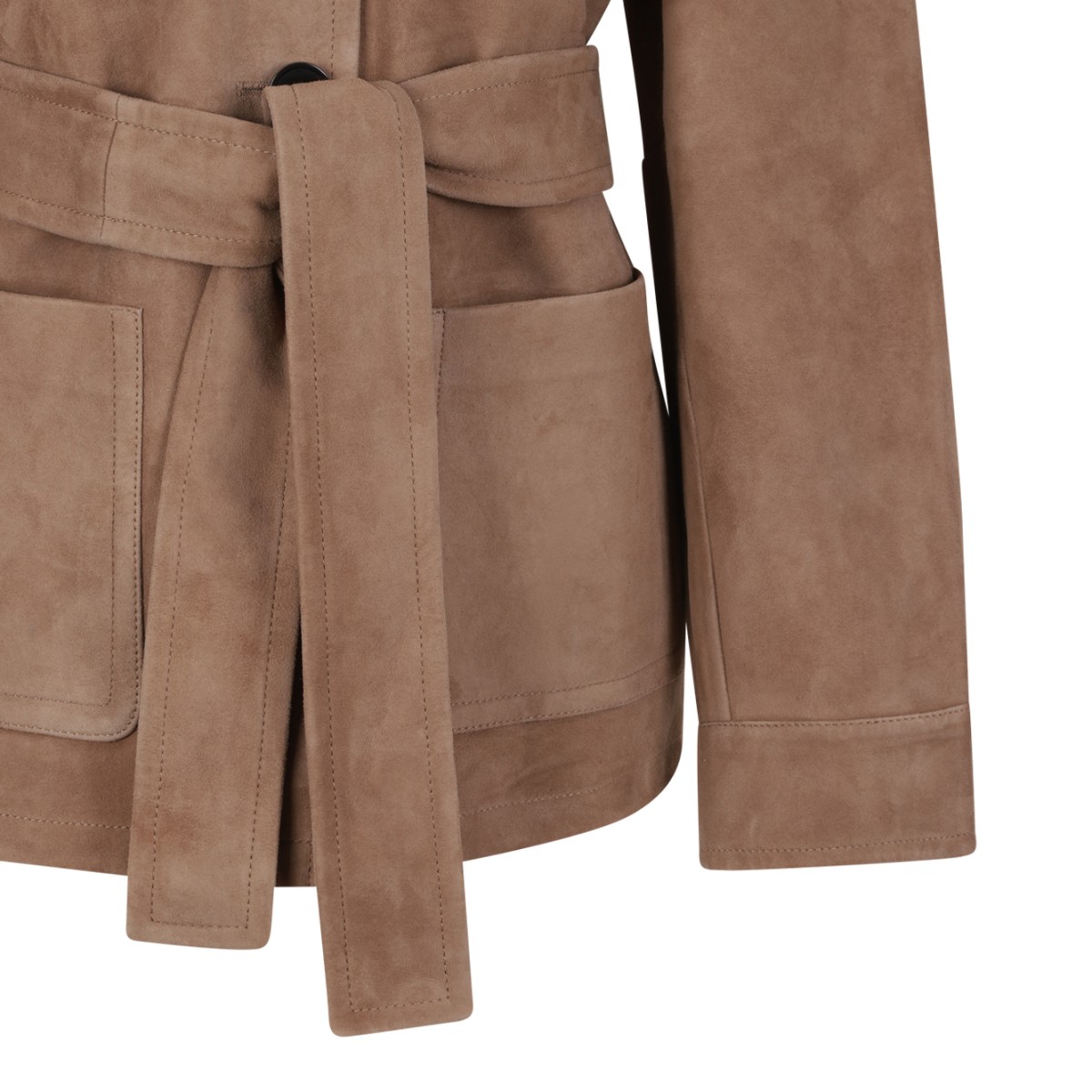 Max Mara Beige Suede Belted Jacket.
