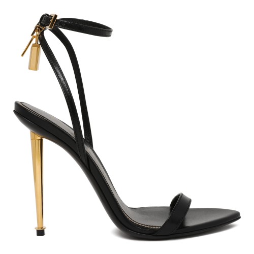 Tom Ford Black Leather Stiletto Sandals.