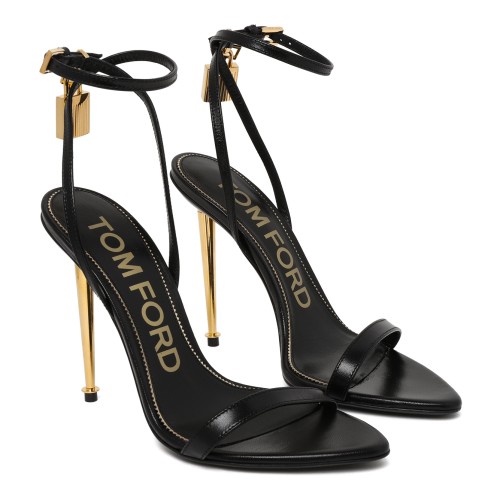 Tom Ford Black Leather Stiletto Sandals. 2