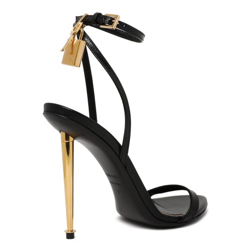 Tom Ford Black Leather Stiletto Sandals.