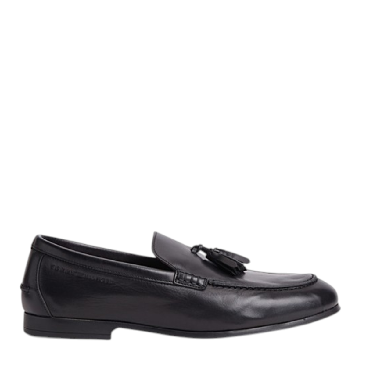 Tommy Hilfiger Black Leather Tassel Loafers.