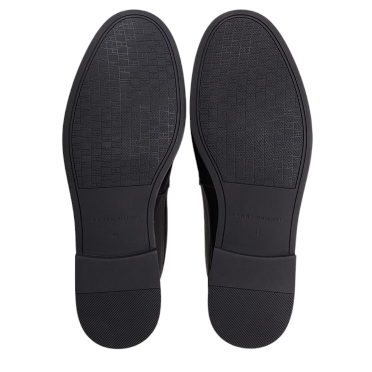 Tommy Hilfiger Black Leather Tassel Loafers.