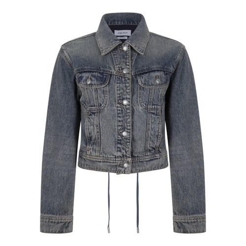Alexander McQueen Blue Wash Cropped Denim Jacket.