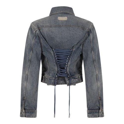 Alexander McQueen Blue Wash Cropped Denim Jacket. 2