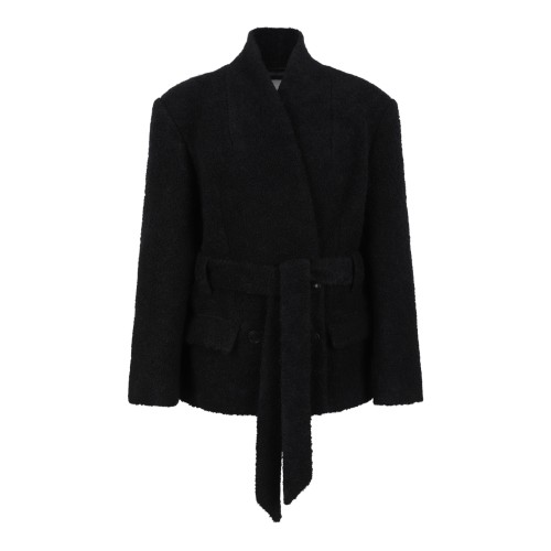 Isabel Marant Black Belted Textured Jacket. 