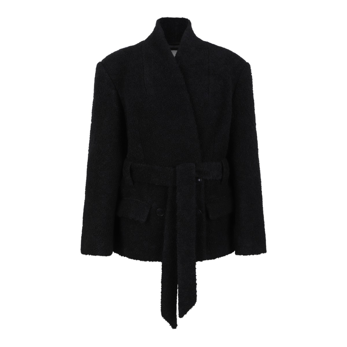 Isabel Marant Black Belted Textured Jacket. 