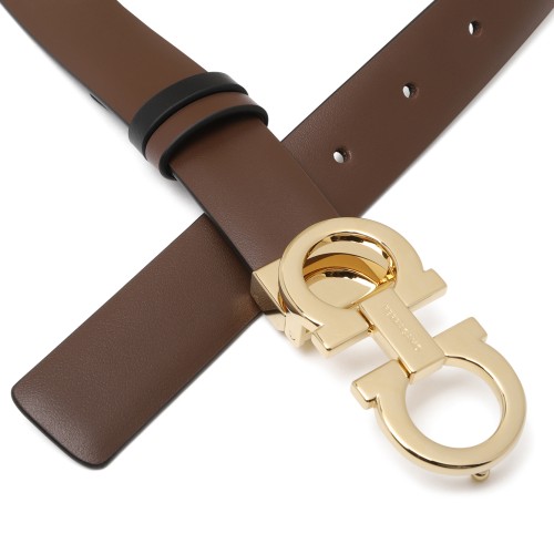 Ferragamo Reversible Black and Brown Leather Gancini Belt. 2