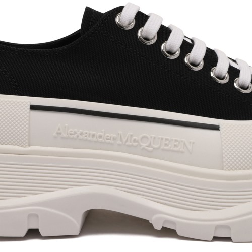 Alexander McQueen Black and White Tread Slick Shoes.