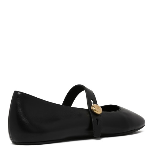 Tory Burch Black Leather Mary Jane Flats.