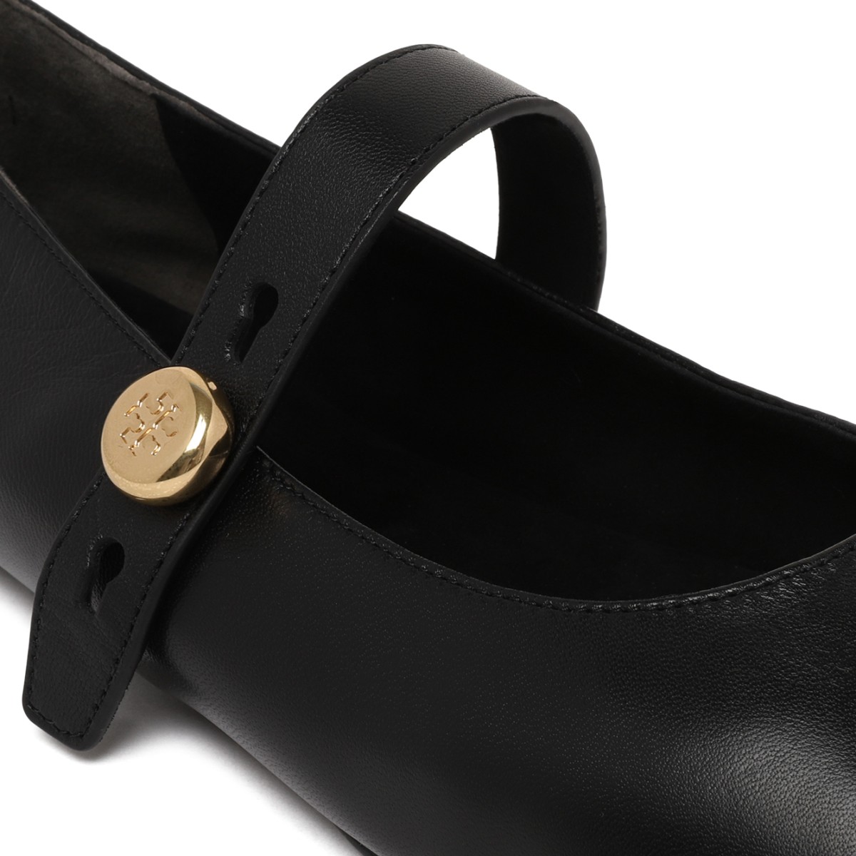 Tory Burch Black Leather Mary Jane Flats.