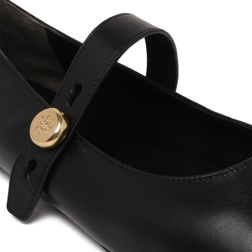 Tory Burch Black Leather Mary Jane Flats.