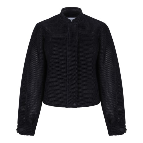 Max Mara Black Textured Bomber Jacket.