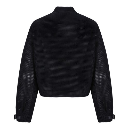 Max Mara Black Textured Bomber Jacket. 2