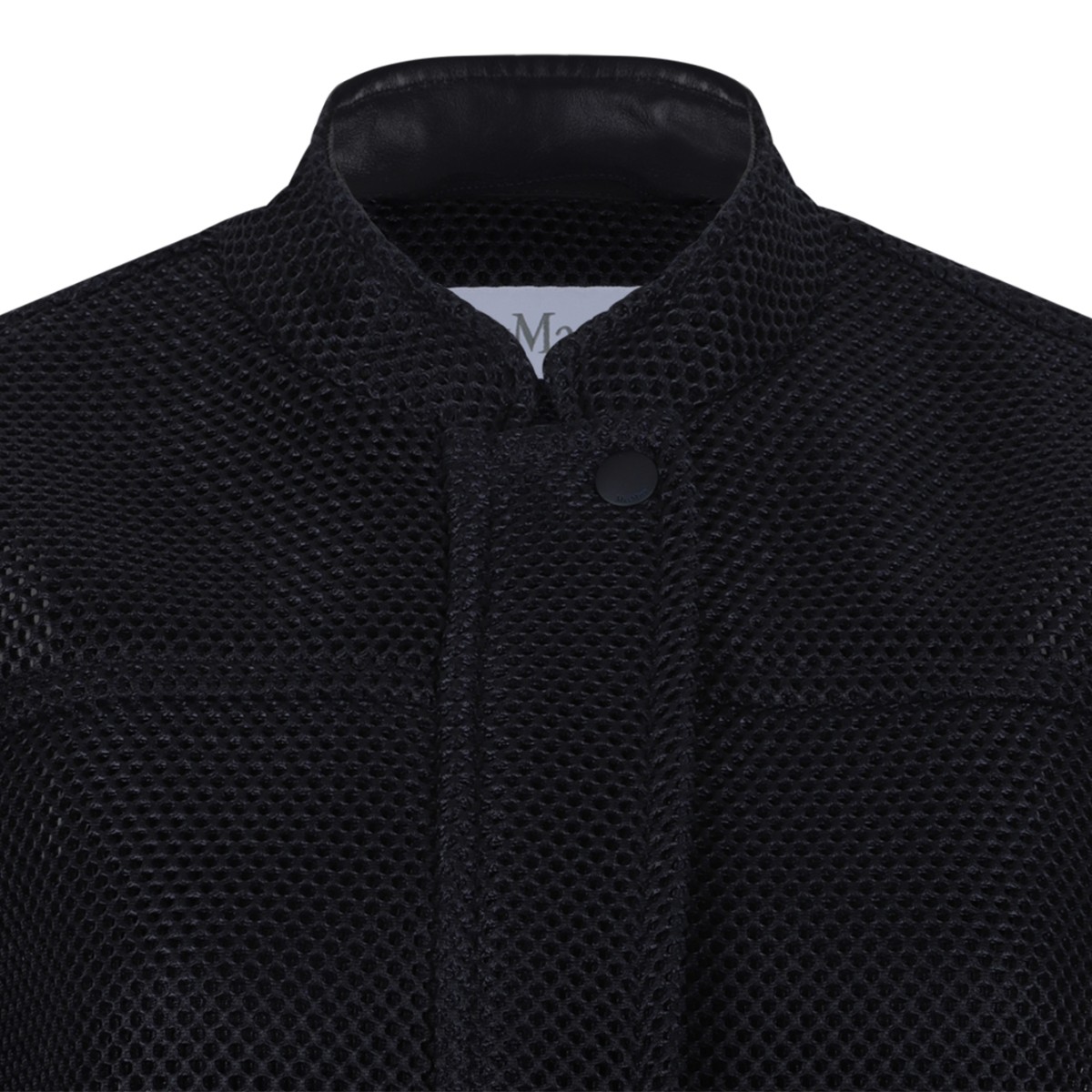 Max Mara Black Textured Bomber Jacket.