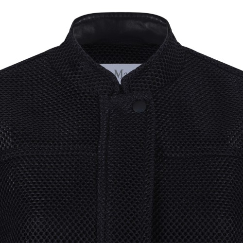 Max Mara Black Textured Bomber Jacket.