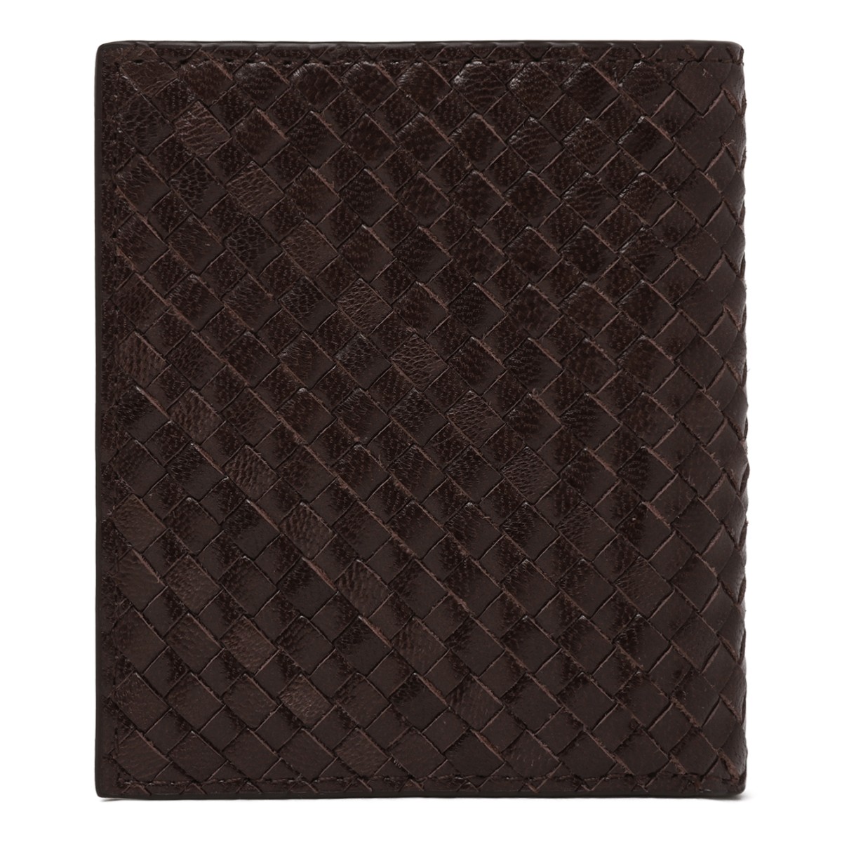 Prada Dark Brown Woven Leather Card Holder.