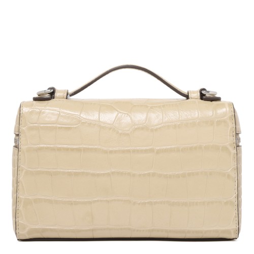 Tory Burch Cream Croc-Embossed Leather Vanity Bag. 2
