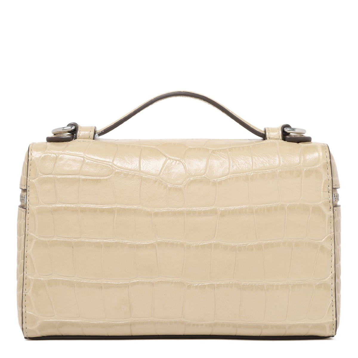 Tory Burch Cream Croc-Embossed Leather Vanity Bag.