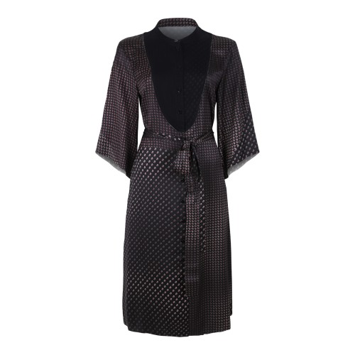Maison Margiela Black Polka Dot Belted Shirt Dress.