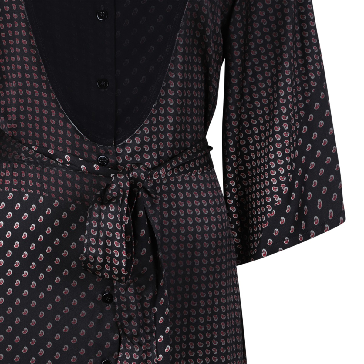 Maison Margiela Black Polka Dot Belted Shirt Dress.