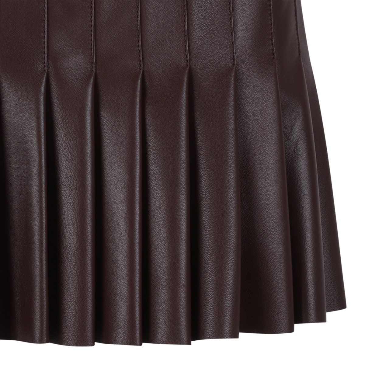 Alexander McQueen Dark Brown Leather Pleated Mini Skirt.