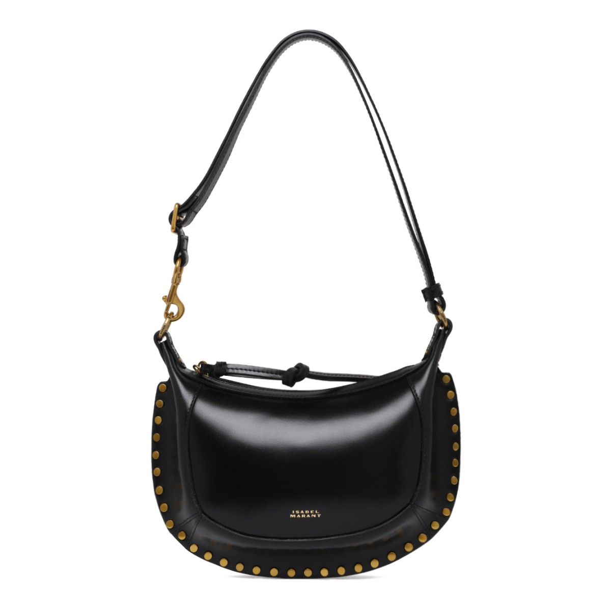 Isabel Marant Black Leather Studded Shoulder Bag.
