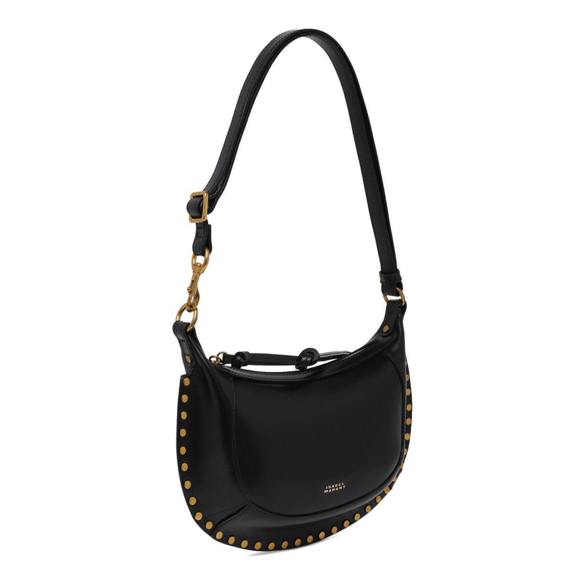 Isabel Marant Black Leather Studded Shoulder Bag.