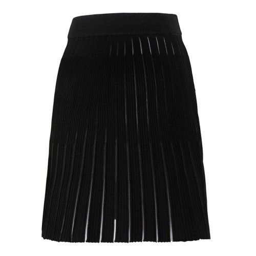 Balmain Black Pleated Knit Mini Skirt.