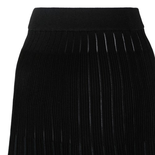 Balmain Black Pleated Knit Mini Skirt.