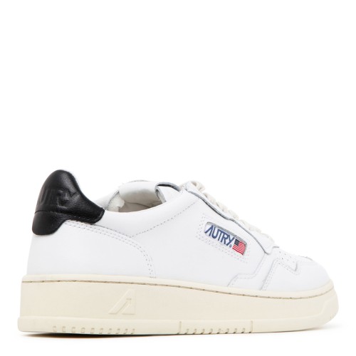 Autry White and Black Leather Low Top Sneakers.