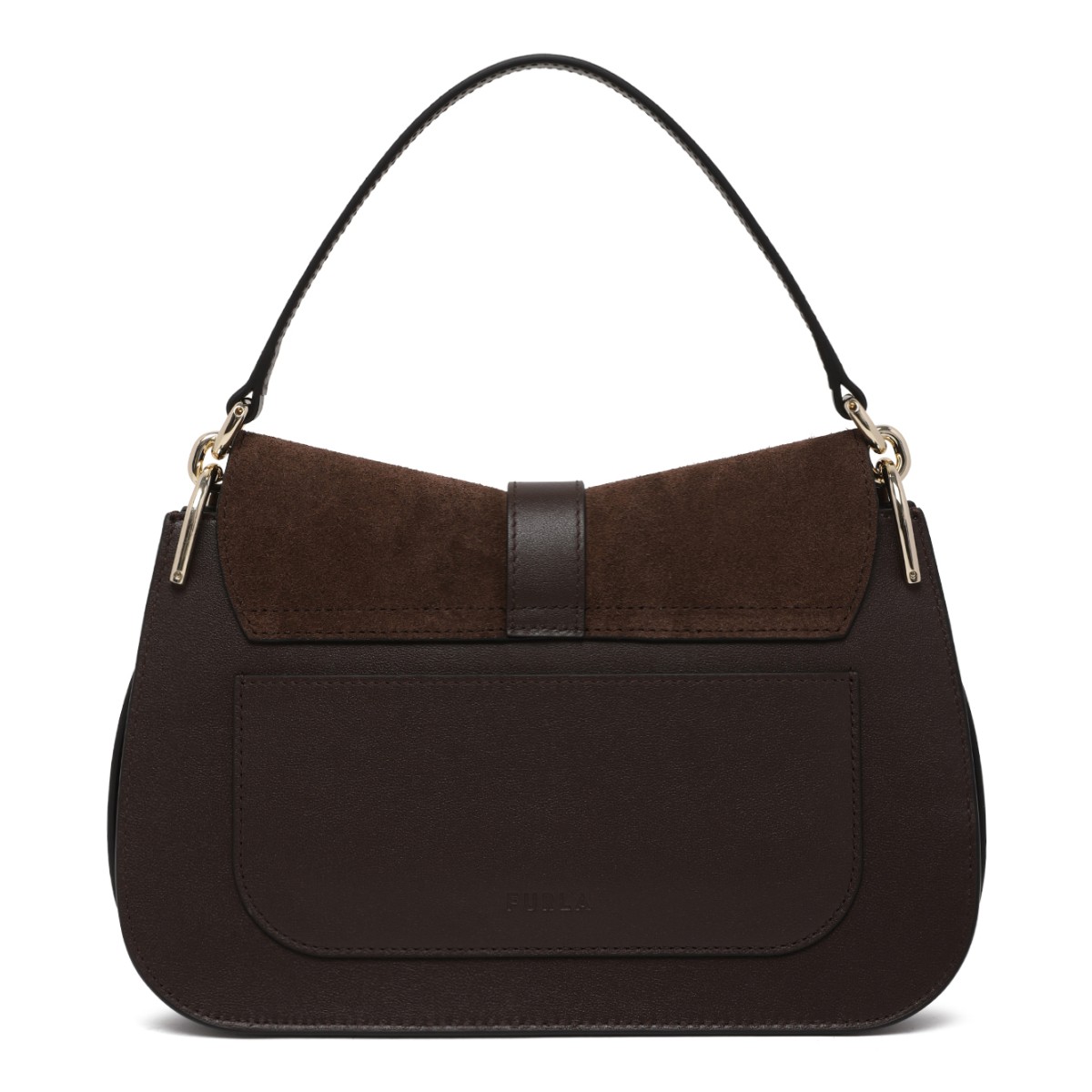 Furla Brown Suede Shoulder Bag.