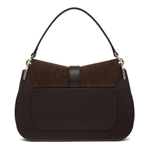 Furla Brown Suede Shoulder Bag.
