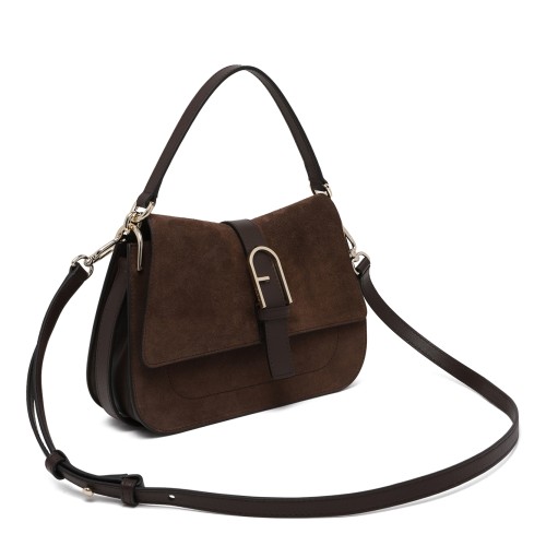 Furla Brown Suede Shoulder Bag.