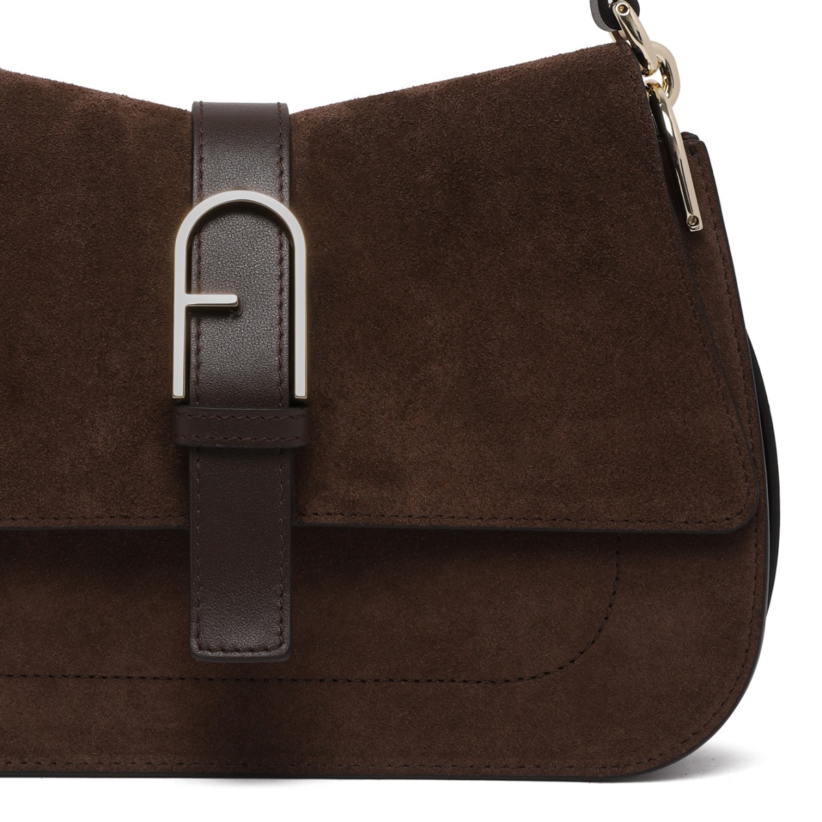 Furla Brown Suede Shoulder Bag.
