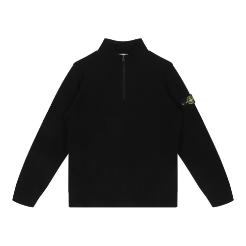 Stone Island Black Half-Zip Wool Sweater.  