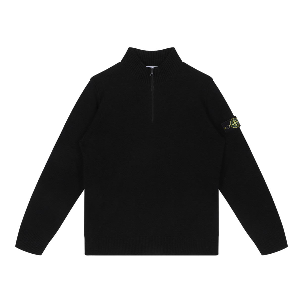Stone Island Black Half-Zip Wool Sweater.  