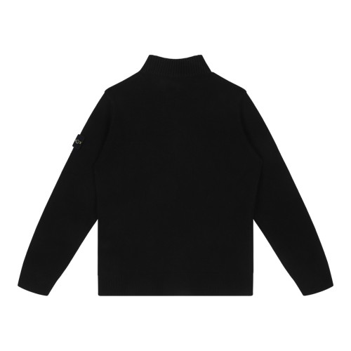 Stone Island Black Half-Zip Wool Sweater.  