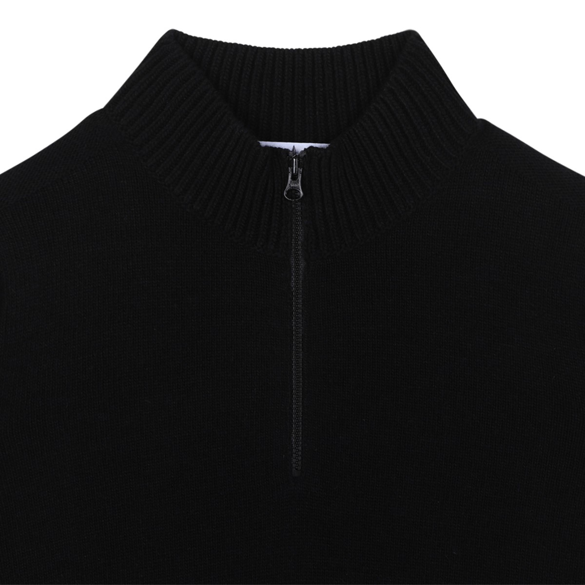 Stone Island Black Half-Zip Wool Sweater.  
