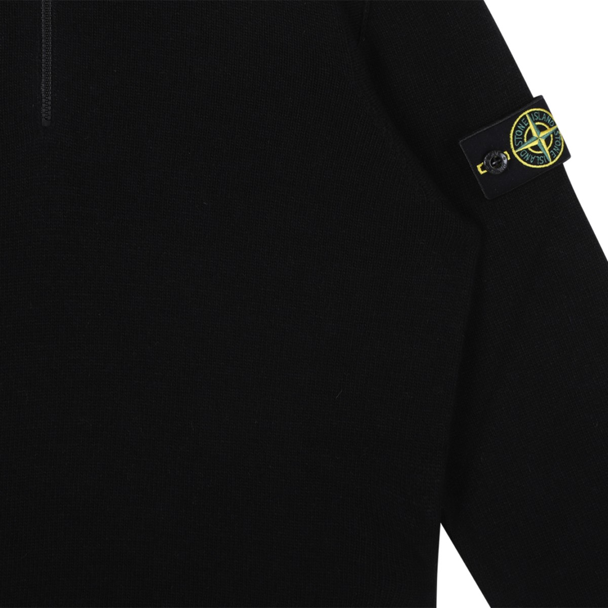 Stone Island Black Half-Zip Wool Sweater.  