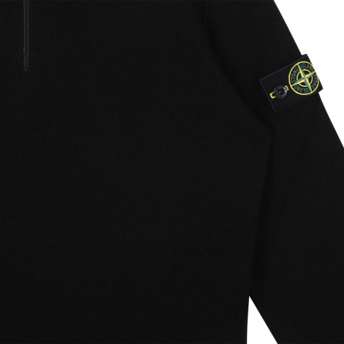 Stone Island Black Half-Zip Wool Sweater.  
