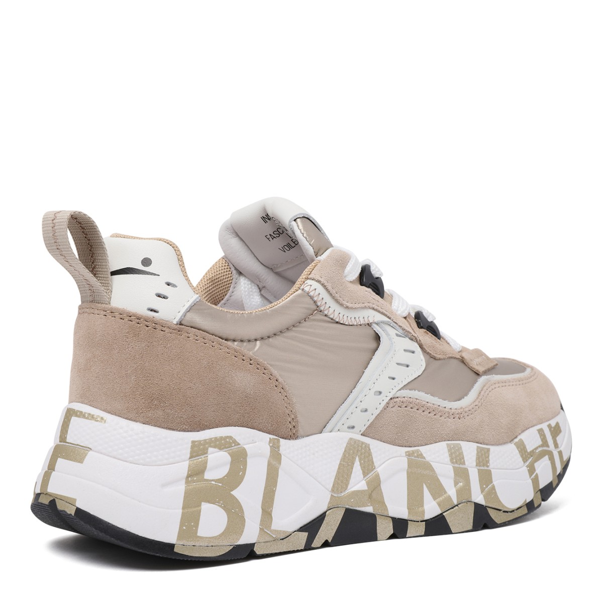 Voile Blanche Beige Suede Running Sneakers.