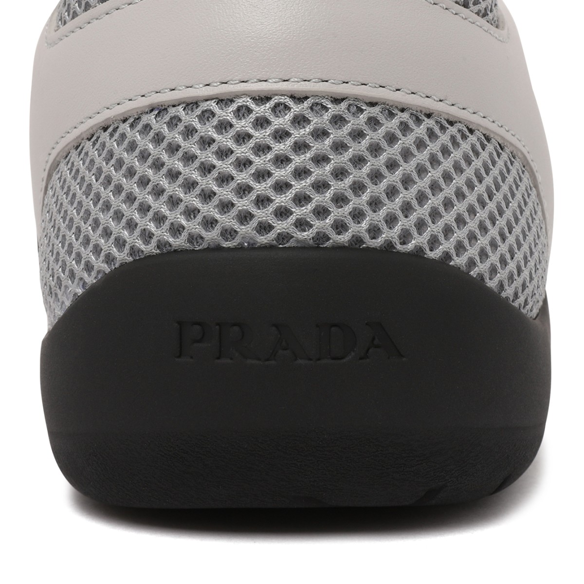 Prada Grey Mesh & Leather Low-Top Sneakers.