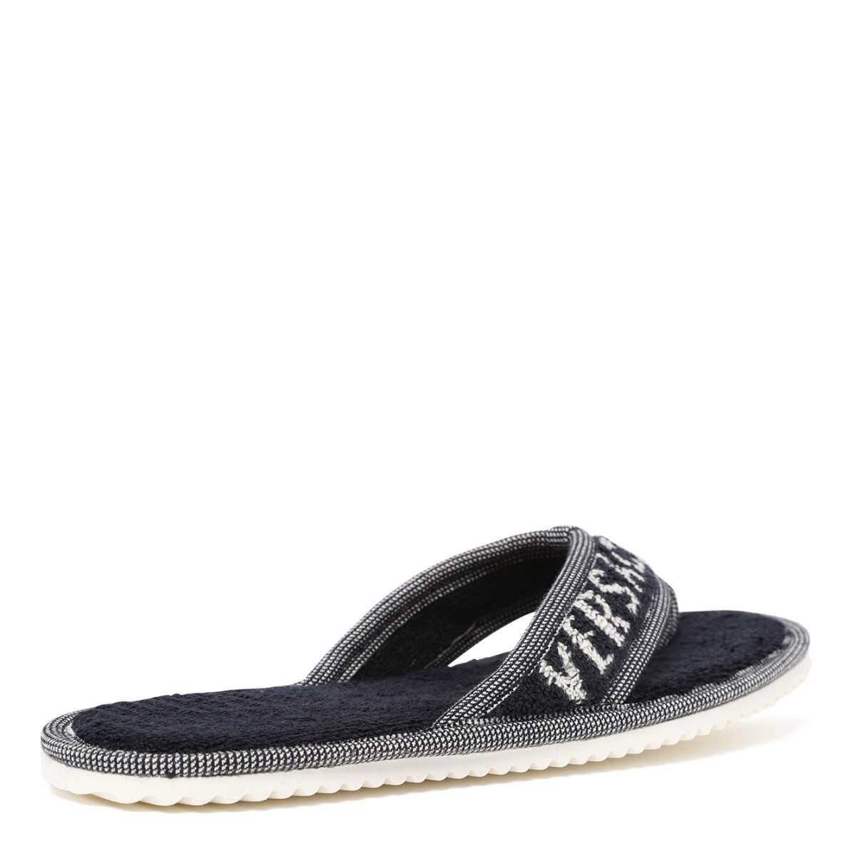 Versace Black Logo Terry Slides.