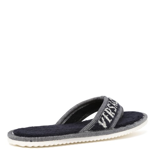 Versace Black Logo Terry Slides.