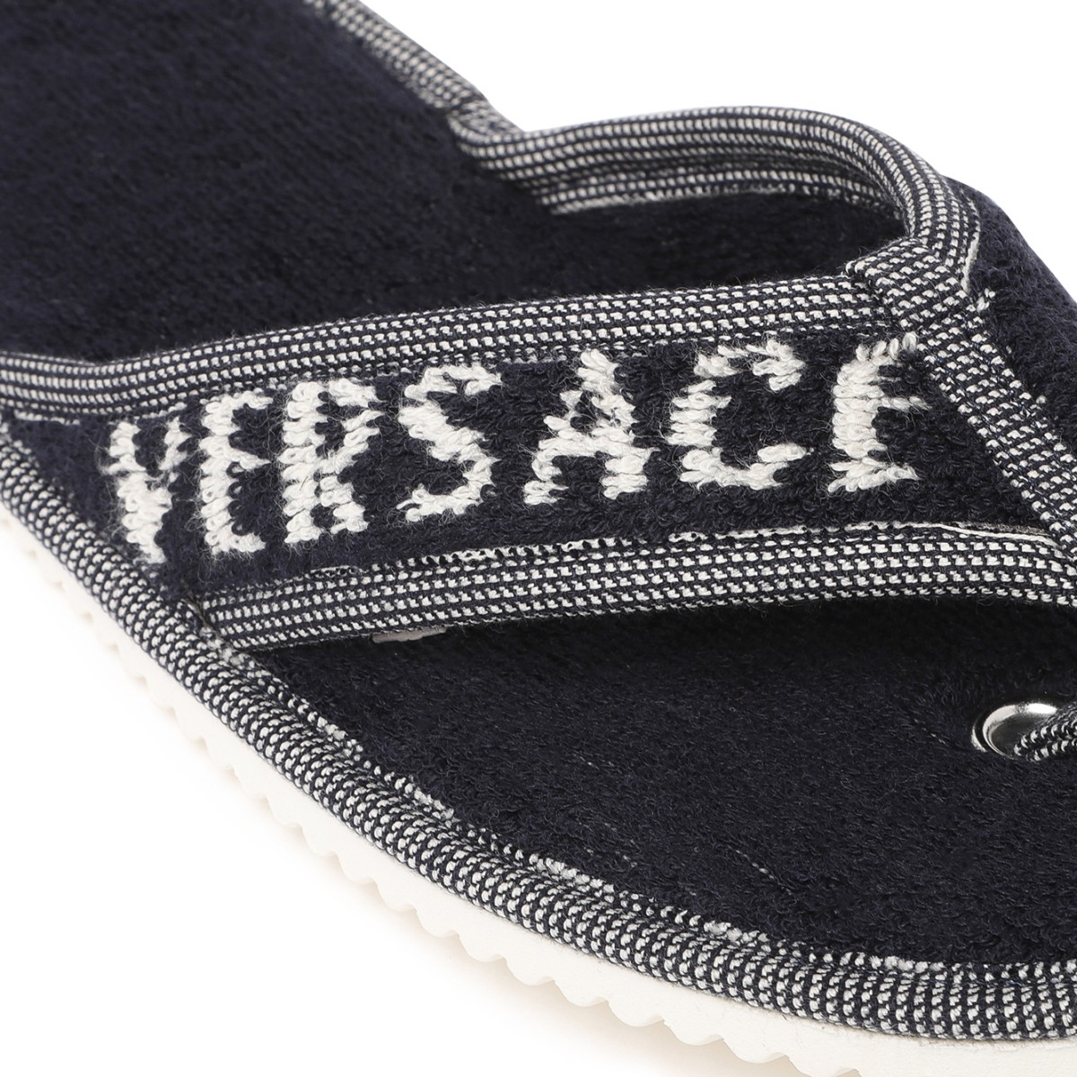 Versace Black Logo Terry Slides.